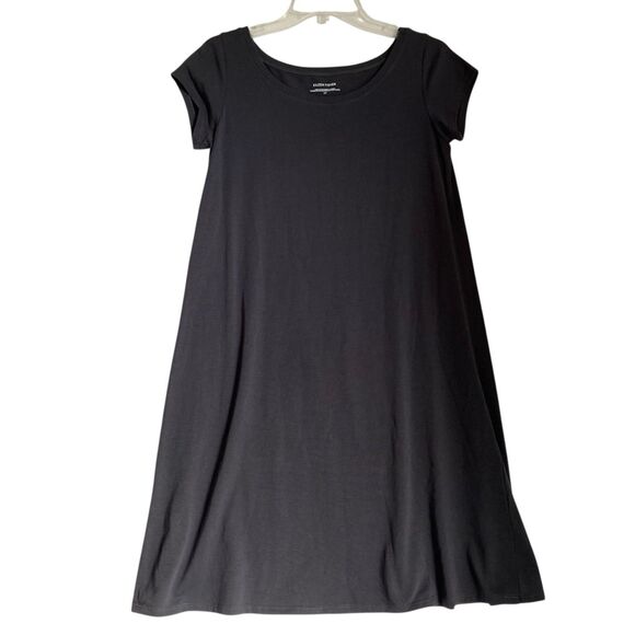 Eileen Fisher T-shirt Dress S Gray Knee Length Short Sleeve Stretch Made USA - Picture 1 of 6